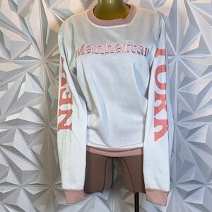 White and Pink Graphic Sweatshirt